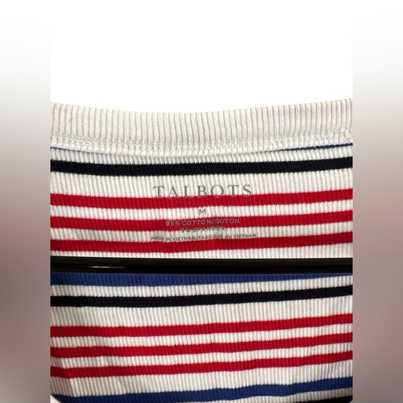 Talbots ribbed scoop neck red white and blue tee shirt - Picture 3 of 5